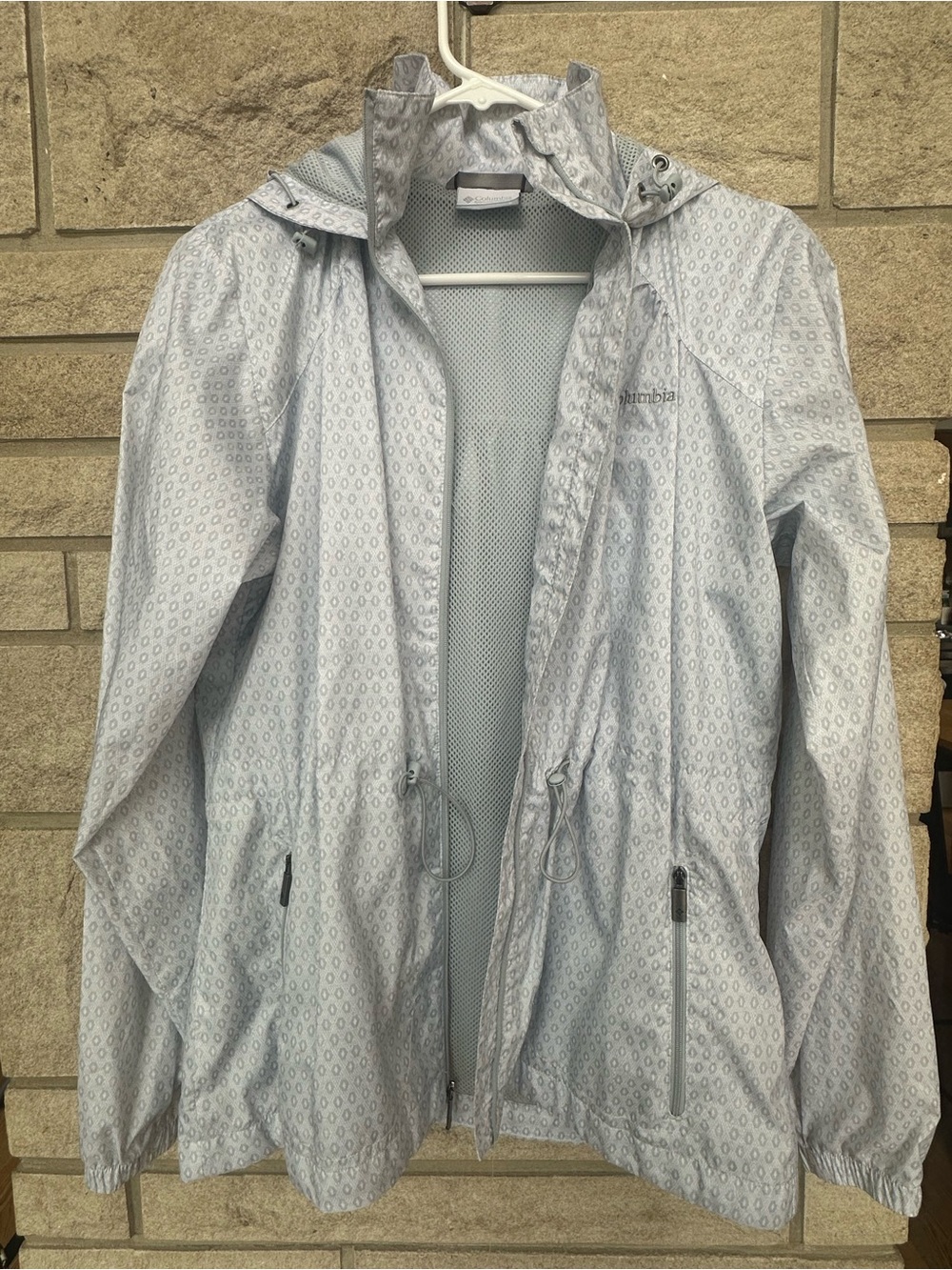Columbia Women's Light grey/silver Hooded Rain Jacket